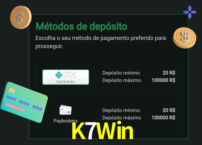 O cassino K7Win oferece uma grande variedade de métodos de pagamento